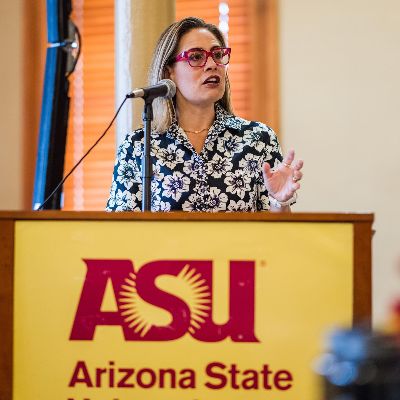 Kyrsten Sinema was invited to Arizona State University to give a speech in 2022.